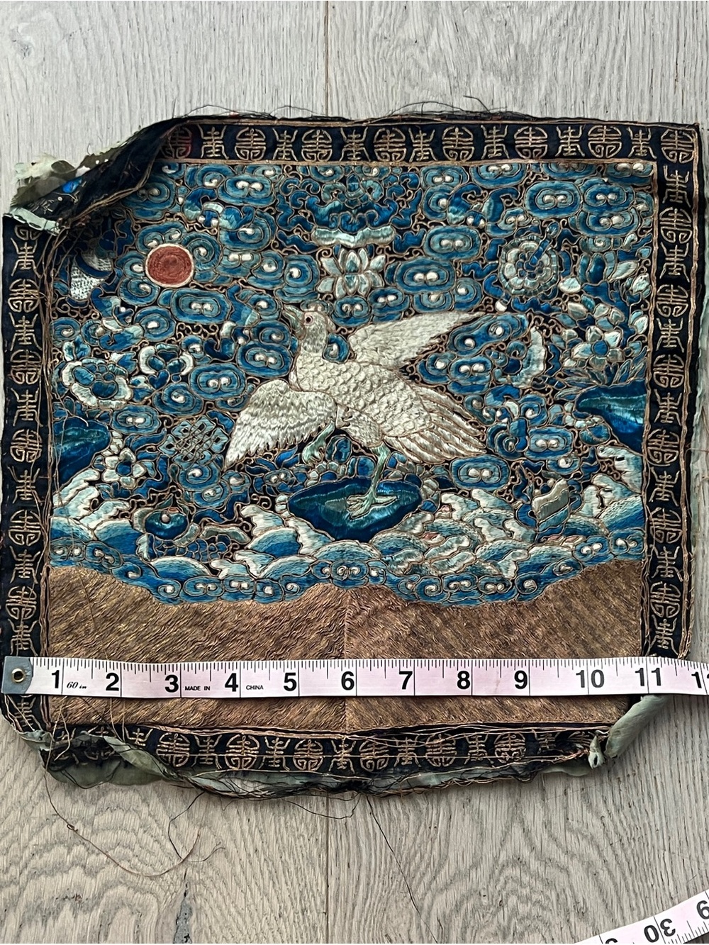 Vintage Embroidered Silk Textile Fabric Pieces 1940’s Antique Era - Picture 5 of 11